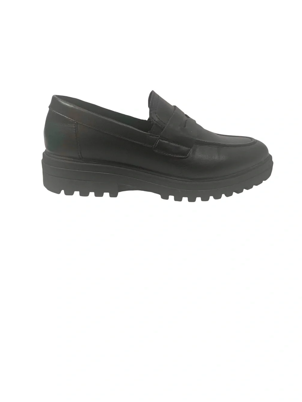 Serra Black Lug-Sole Penny Loafers